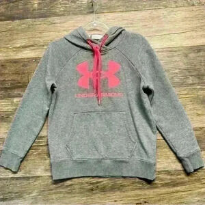 Under Armour Kids Gray Hoodie with Pink Logo